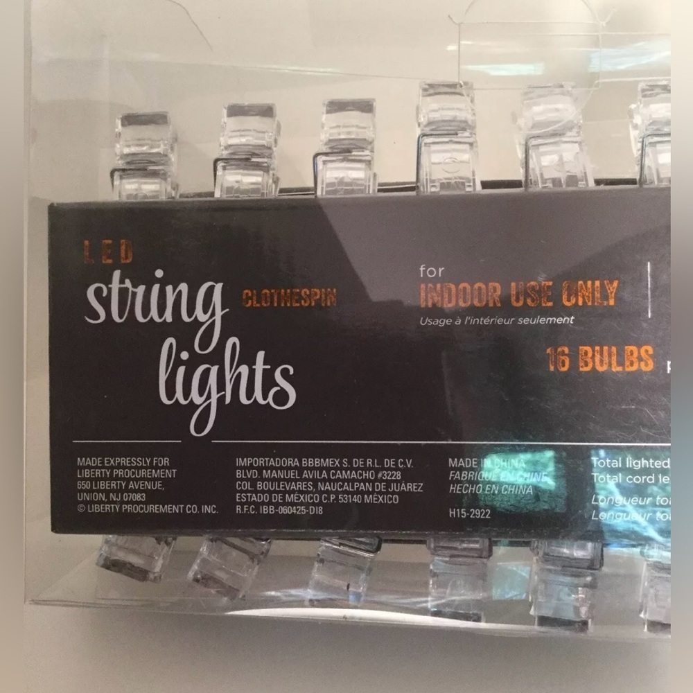 NEW! LED String Light w/16 Clothespins-Hanging Pics/Photos/Art for Dorm,…
